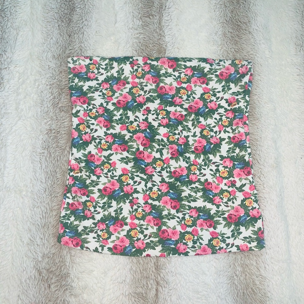 Zara Strapless Floral Print Top